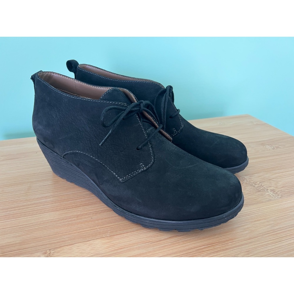 Dansko Womens Cadee Suede Leather Wedge Bootie Black Lace Up 1621100200‎ Sz 42